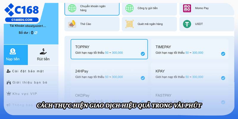 Cách thực hiện giao dịch hiệu quả trong vài phút