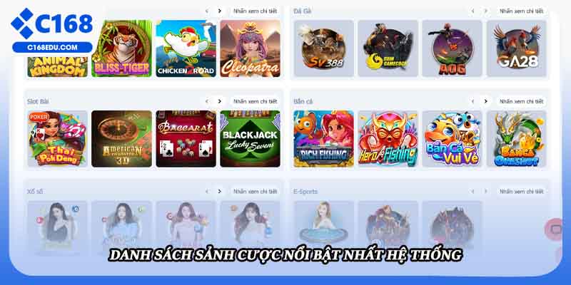 Danh sách sảnh cược nổi bật nhất hệ thống